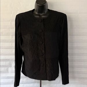 Leslie Fay Women’s Black Button Down Blouse Size 10 Long Sleeve Career Top